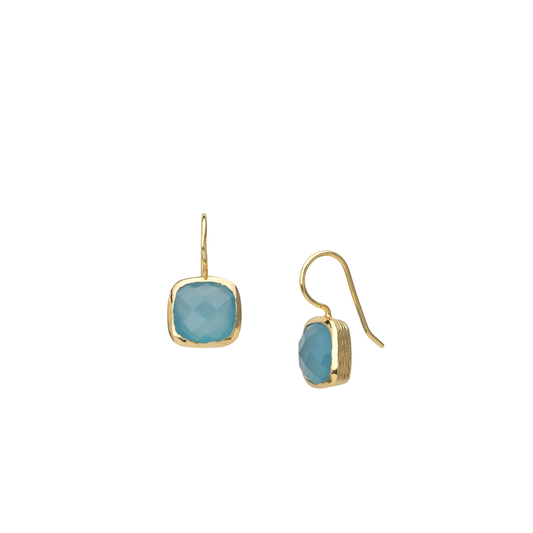 Blue Chalcedony 22ktGP Brass