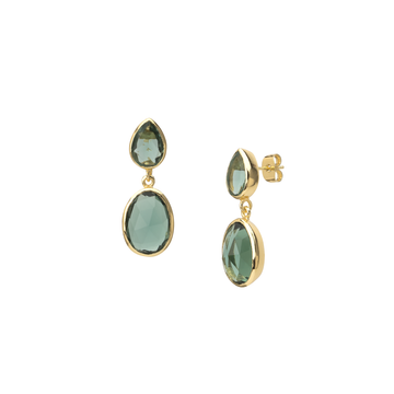 Green Tourmaline Hydro 22ktGP Brass Earrings