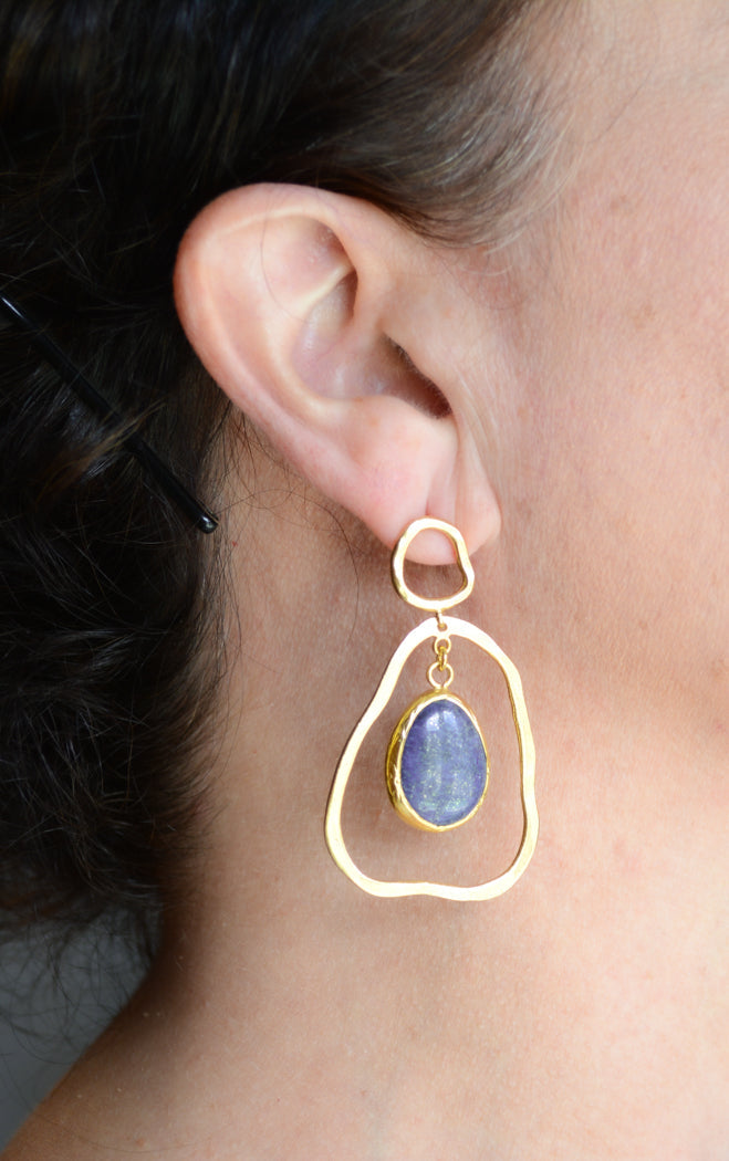 Organic shape dangle earring with Lapis Earrings