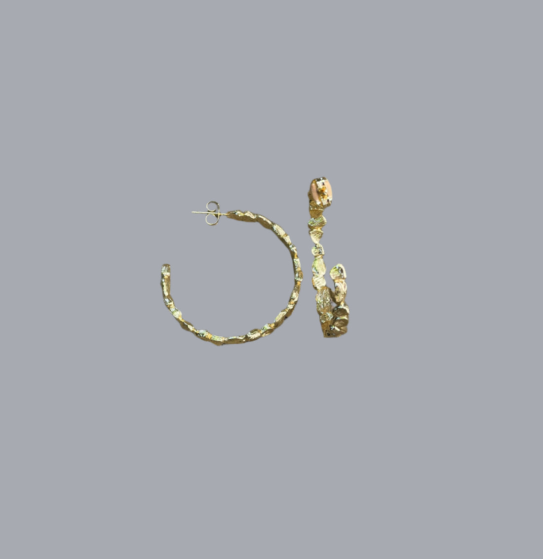 Gold Nuggets Hoop Earrings