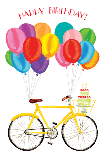 Balloons on Bicycle Bday Card