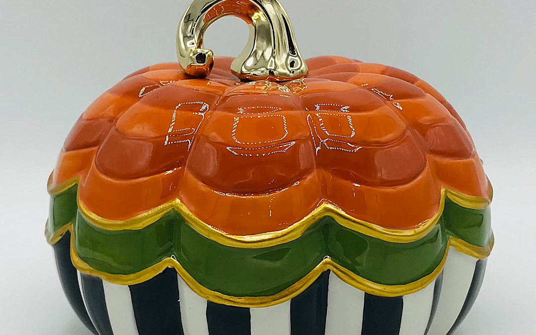 Winter Street Festive Ceramic Pumpkin