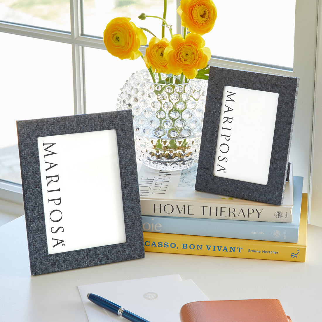Indigo Faux Grasscloth Frame