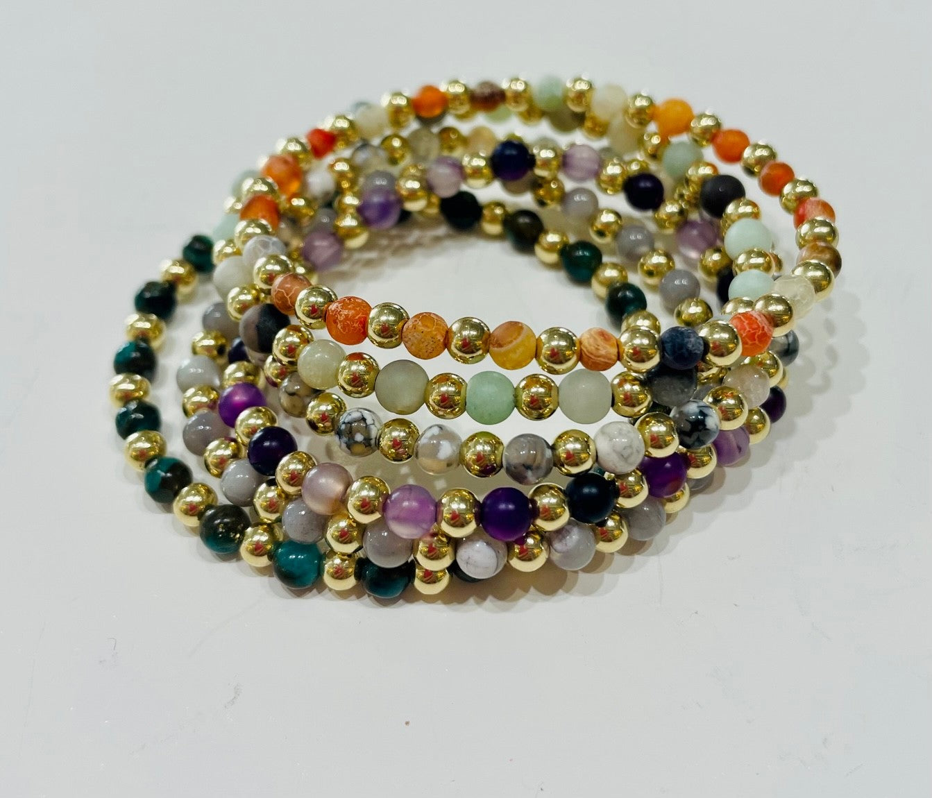 WS Semi Precious Gemstone 4mm Bead Bracelet