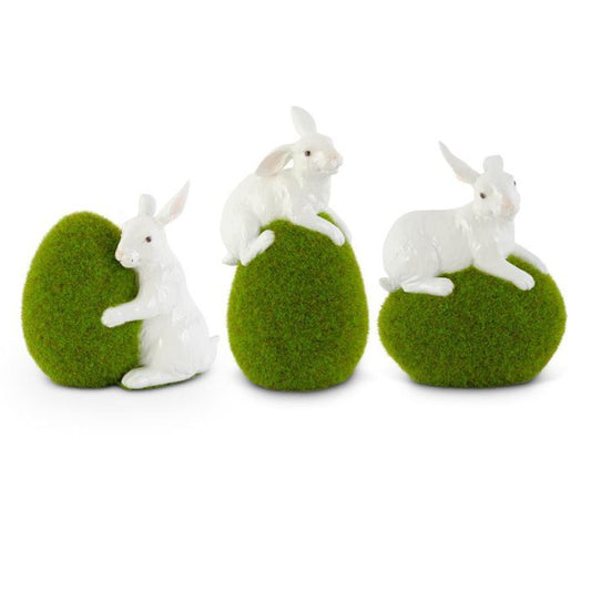 Moss Eggs w/Glossy White Rabbit 5.5 inch
