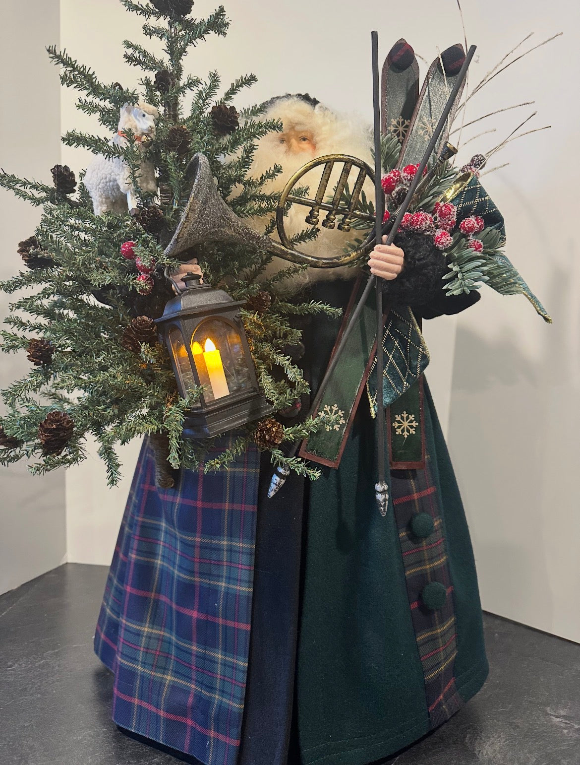 Green Woodland Skier Santa