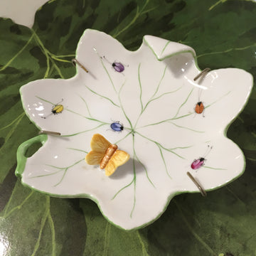 Leaf with raised butterfly & lady bugs