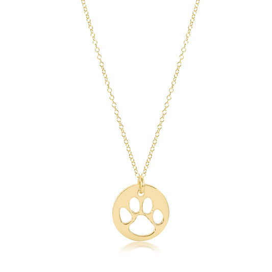 16" Necklace Gold-Paw Print Disc