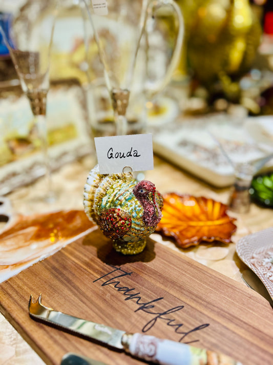 Single Place Card Holder Jeweled Turkey