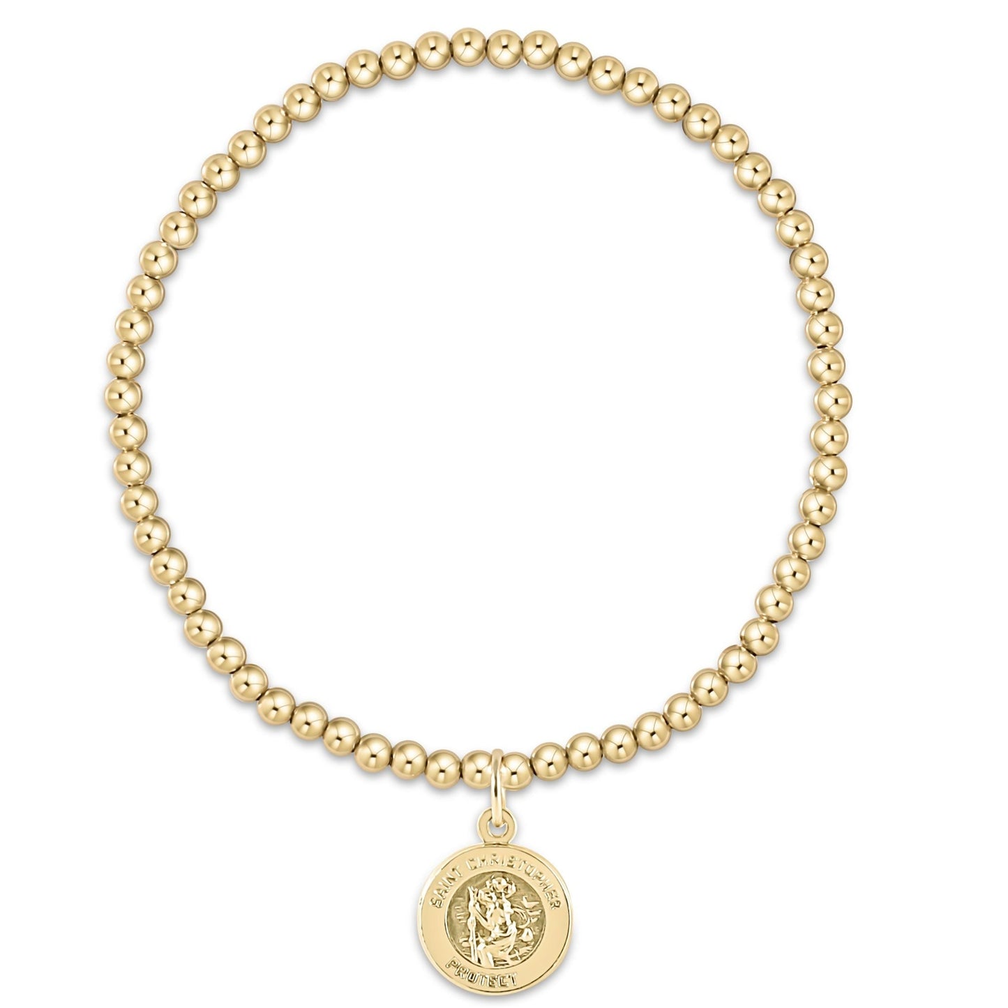 Protection Small Gold Disc -Classic Gold 2MM Bead Bracelet