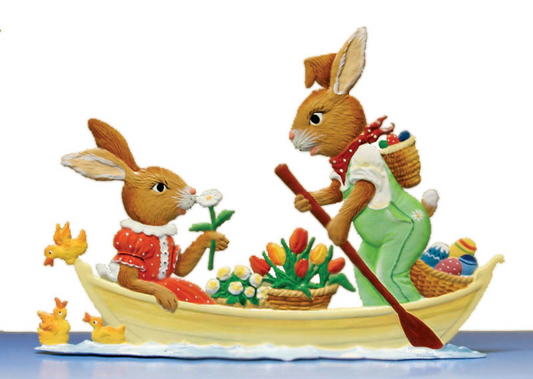 Bunny Couple in Boat, painted