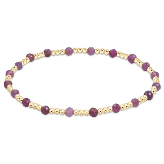 Gemstone Gold Sincerity Pattern 3mm Bead Bracelet- Ruby