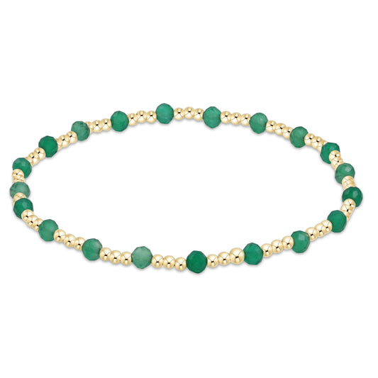 Gemstone Gold Sincerity Pattern 3mm Bead Bracelet-Green Onyx