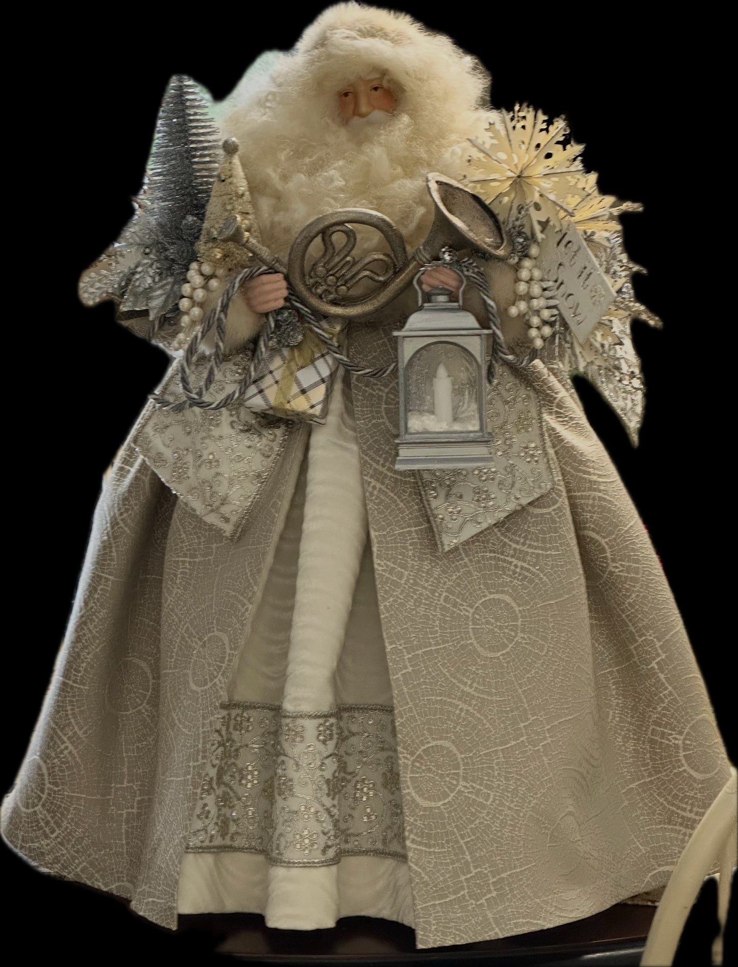 Silver/Taupe Glitzy Santa