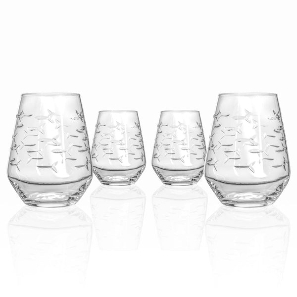 School of Fish Stemless 18oz Wine Glass