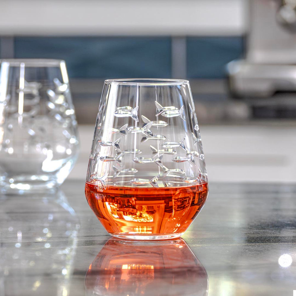 School of Fish Stemless 18oz Wine Glass