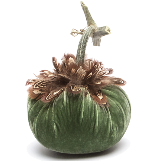 Silk Velvet Pumpkin with Feathers by Hot Sqwash