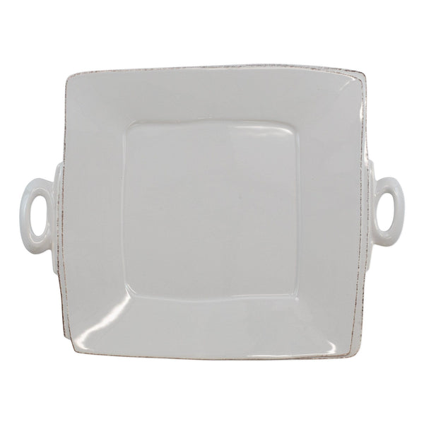 Lastra Light Gray Handled Square Platter