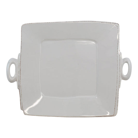 Lastra Light Gray Handled Square Platter