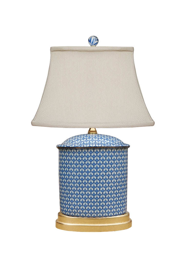 ENGLISH B/W PORCELAIN JAR LAMP (GOLD LEAF BASE)