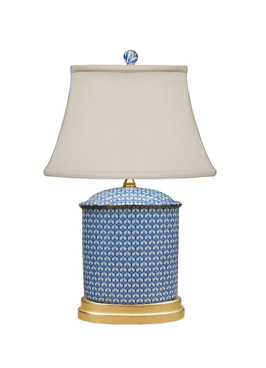 ENGLISH B/W PORCELAIN JAR LAMP (GOLD LEAF BASE)