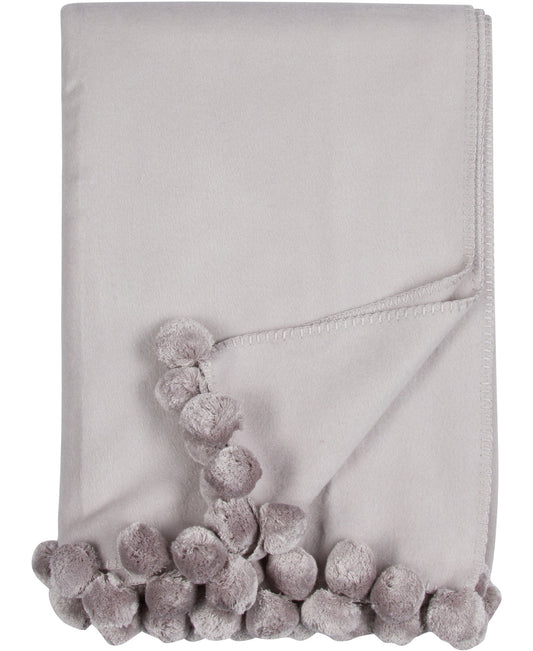 Luxxe Pom Pom Throw- Dove Grey