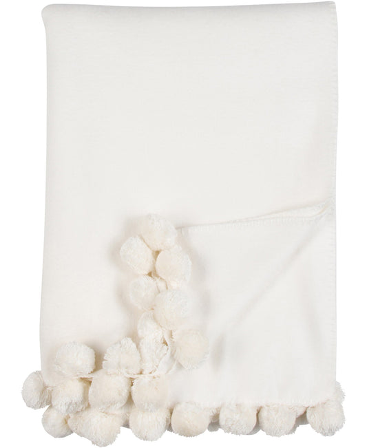 Luxxe Pom Pom Throw- Ivory