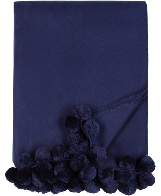 Luxxe Pom Pom Throw-Indigo