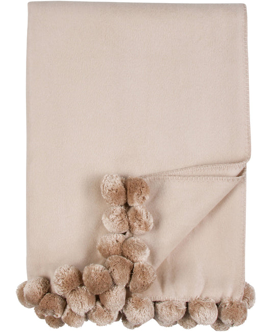 Luxxe Pom Pom Throw- Nude