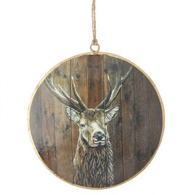 6.5"METAL DISK W/DEER ORNAMENT