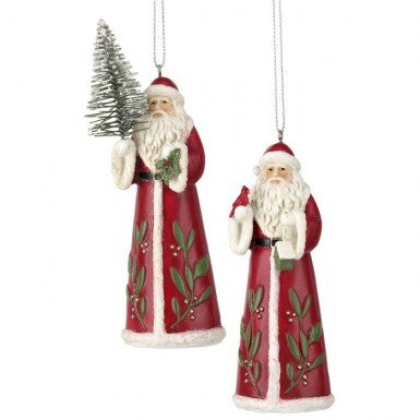 4.5" RESIN SANTA W/CARDINAL ORNAMENT