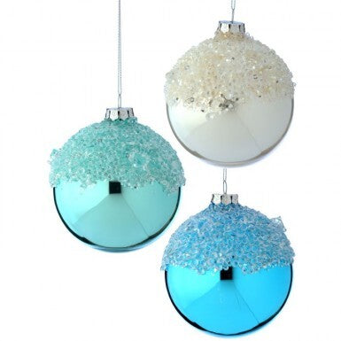 4" GLASS OCEAN CRYSTAL BALL ORNAMENT