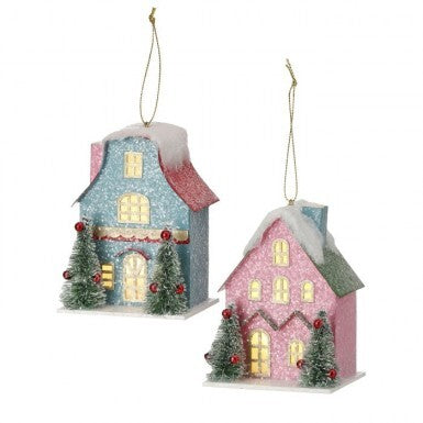 4" LED/BTY/TMR CBOARD HOUSE ORNAMENT