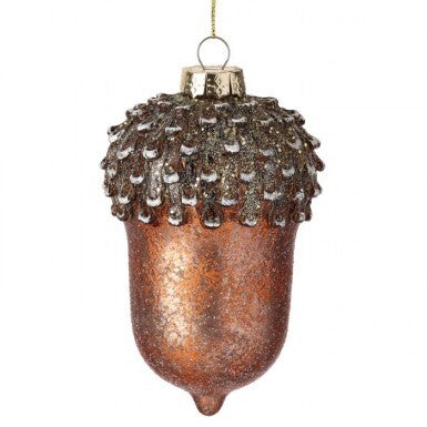 4.5" GLASS WINTER ACORN ORNAMENT