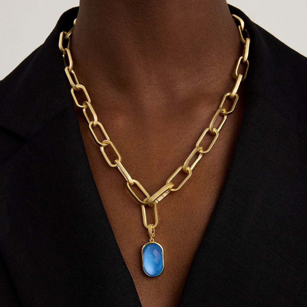 Mercer Statement Collar Necklace - Iridescent Midnight Blue