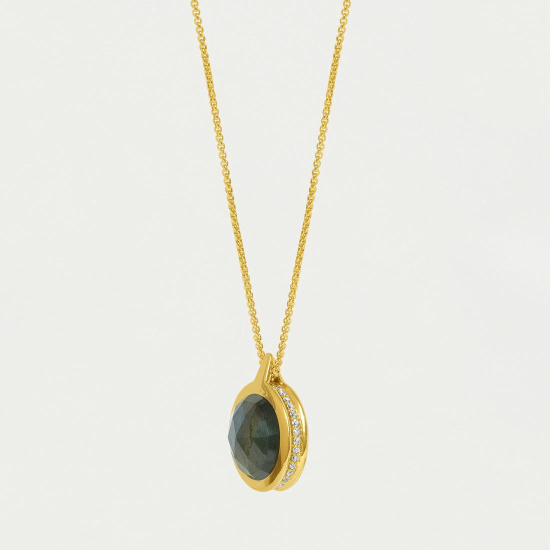 Ipanema Gemstone Gold Pendant Stone: Labradorite/Moonstone