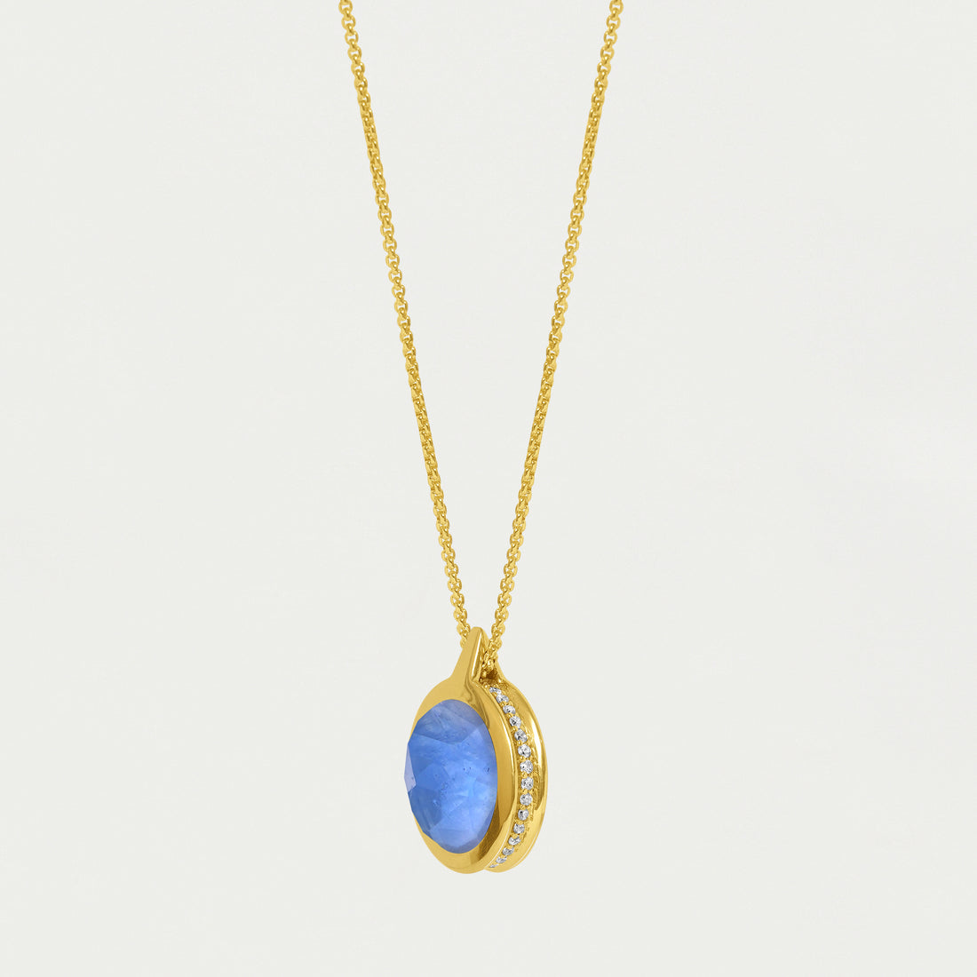 Ipanema Gemstone Gold Pendant Stone: Moonstone/Tanzanite (MIdnight Blue)