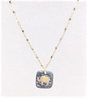 Elephant Mixed Metal Sterling, 22ktGP, Rhodium Plating Necklace