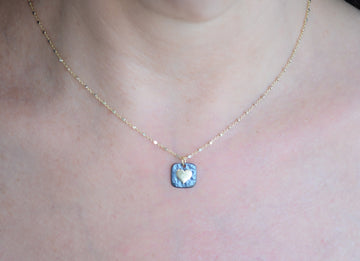 Heart Mixed Metal Sterling, 22ktGP, Rhodium Plating Necklace