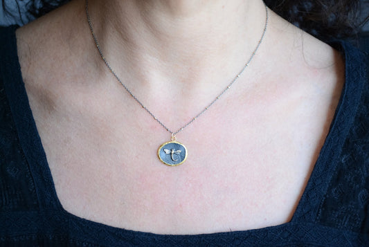 SS 22ktGP Dragon Fly Necklace