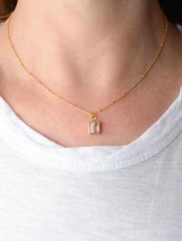 Square Rhodocrosite in Gold SS 22ktGP Necklace