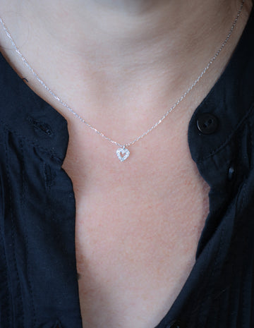 CZ Heart Silver Necklace