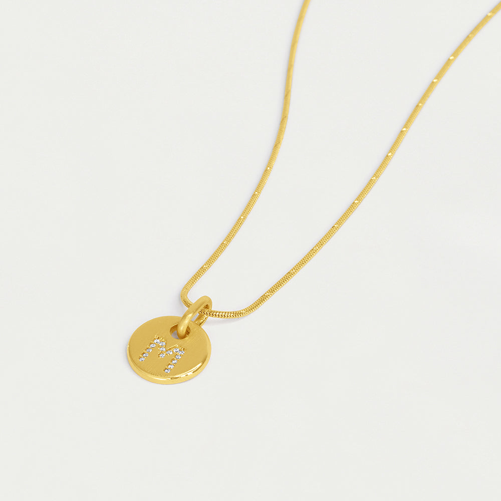 Pave Initial M Pendant Necklace