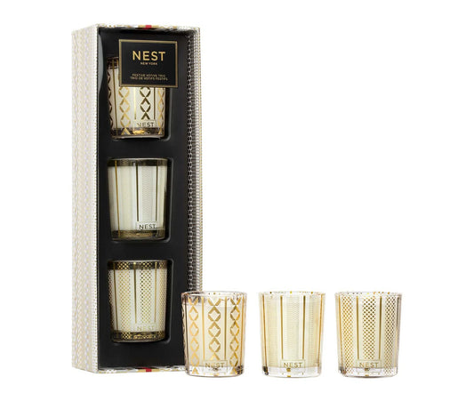Votive Candle Trio Set - Holiday, Birchwood Pine, Crystallized Ginger &amp; Vanilla Bean