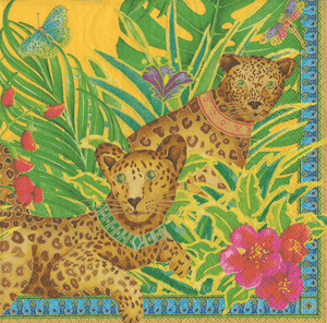 Leopards Yellow Napkin Cocktail