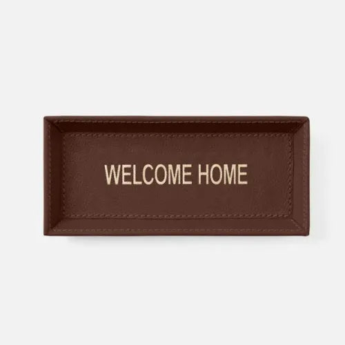 Decorah Welcome Home Tobacco Full-Grain Leather Desk Tray