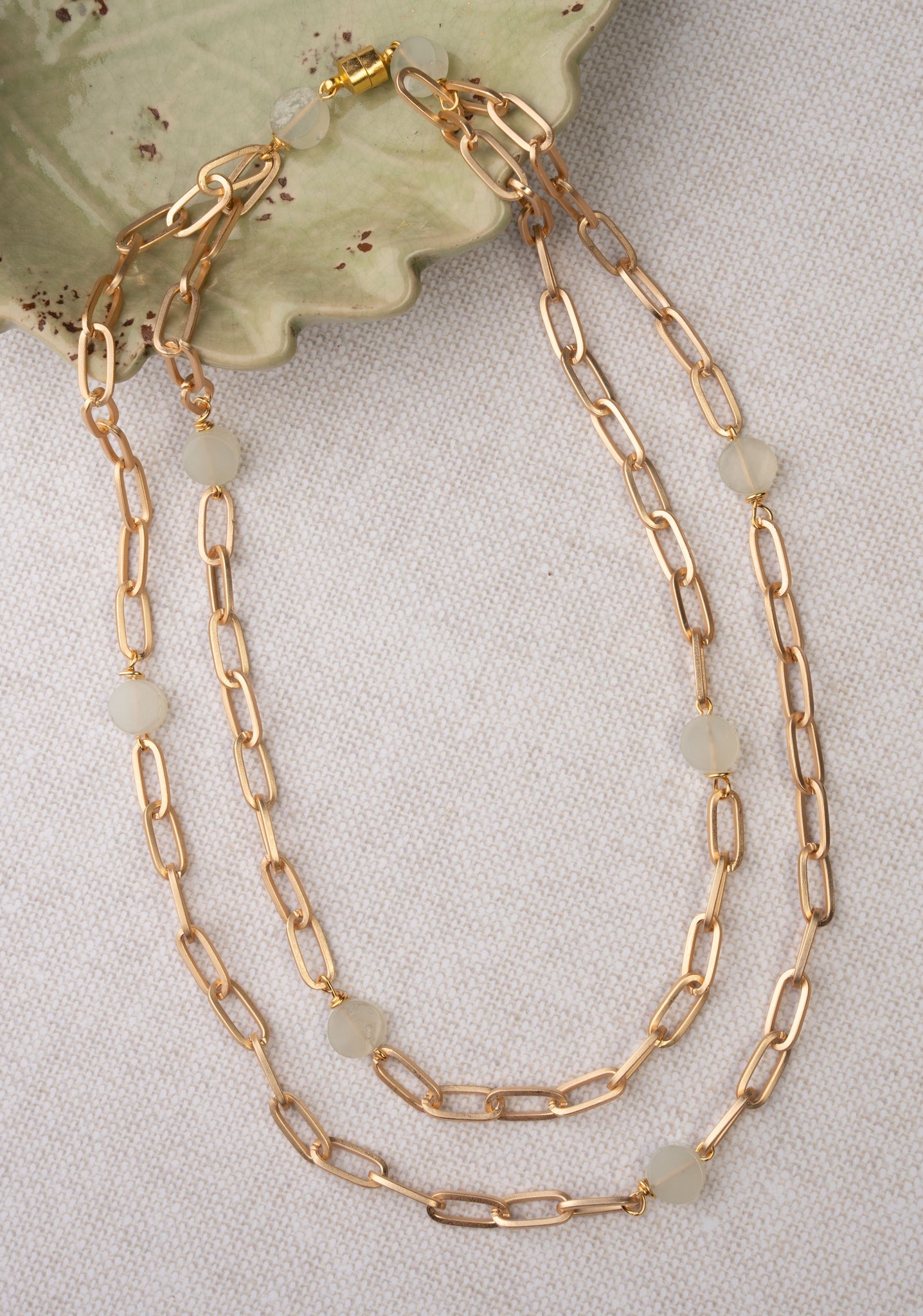 Double Matte Paperclip Chain Aqua Necklace