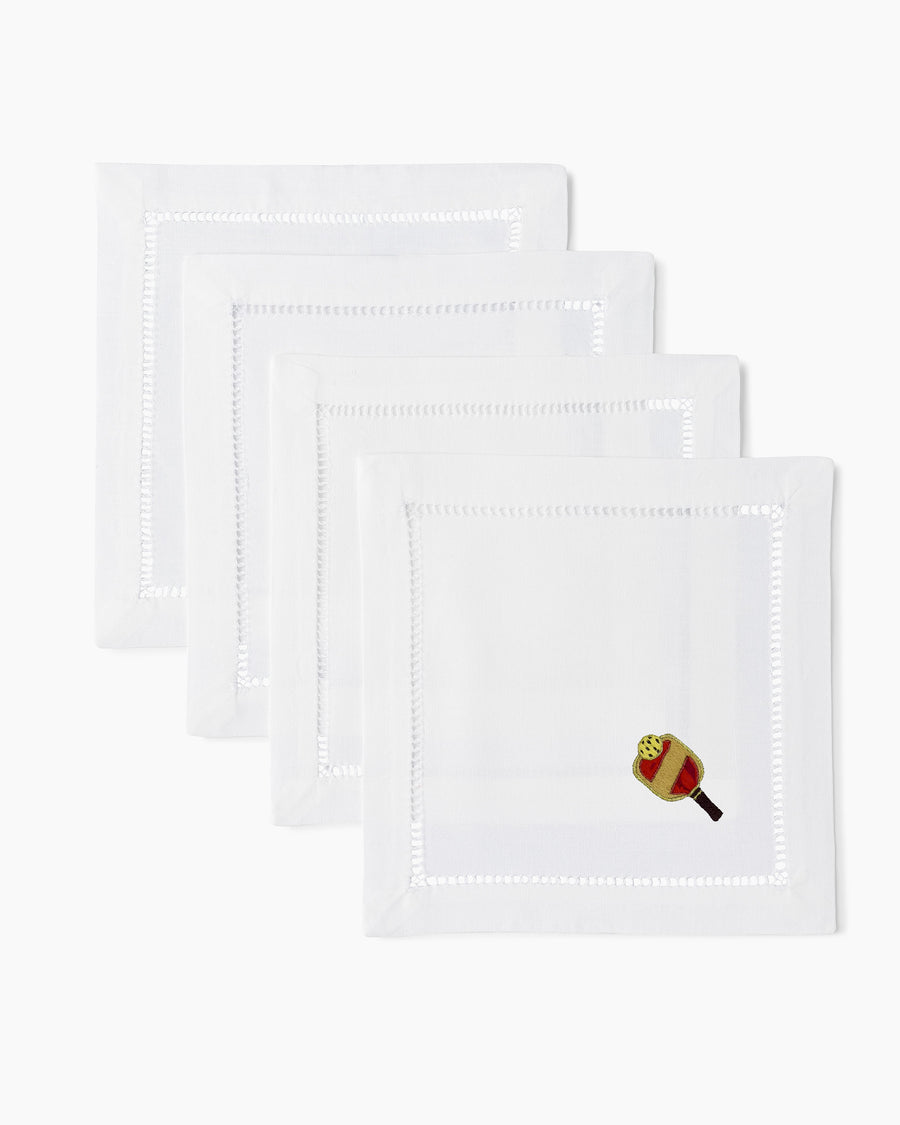 Embroidered Cotton Cocktail Napkins Set of 4