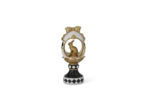 White, Gold & Black Easter Egg Cutout w/Bunny Easter Finial