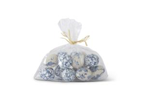 Blue & White Floral Fabric 2 in Egg Assorted in Bag